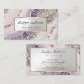 ラベンダーアイボリー銀グリッターマーブル名刺 名刺 (正面/裏面)