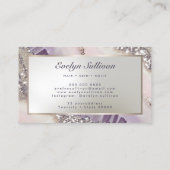 ラベンダーアイボリー銀グリッターマーブル名刺 名刺 (裏面)