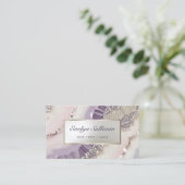 ラベンダーアイボリー銀グリッターマーブル名刺 名刺 (スタンド正面)