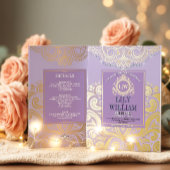 ラベンダーアエレガントトデコダイヤモンドモノグラム結婚ズ 箔招待状