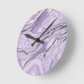 ラベンダーアガテシルバーグリッターグラム#1 ラウンド壁時計 (傾斜)