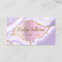 ラベンダーアゲテフェイクピアセントフォイルビジネスカード