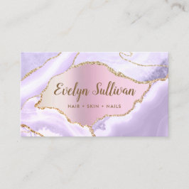 ラベンダーアゲテフェイクピアセントフォイルビジネスカード 名刺