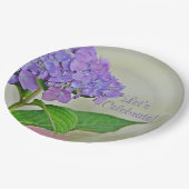 ラベンダーアジサイお祝い ペーパープレート (アングル)