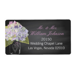 ラベンダーアジサイの瓶チョーク結婚ボードラベル ラベル