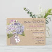 ラベンダーアジサイMason Jarベビー素朴シャワー 招待状 (スタンド正面)