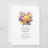 ラベンダーアンドゴールデンイエローフローラ春の結婚式 招待状 (正面)