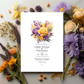 ラベンダーアンドゴールデンイエローフローラ春の結婚式 招待状