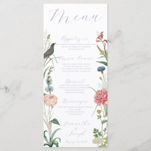 ラベンダーアンドセージグリーンアウトドア庭園の結婚式 メニュー (正面)