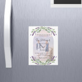 ラベンダーアーチフォトバイオレット花模様ラグジュアリー結婚ズ マグネット招待状