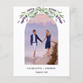 ラベンダーアーチフォトバジェット結婚式招待状 (裏面)