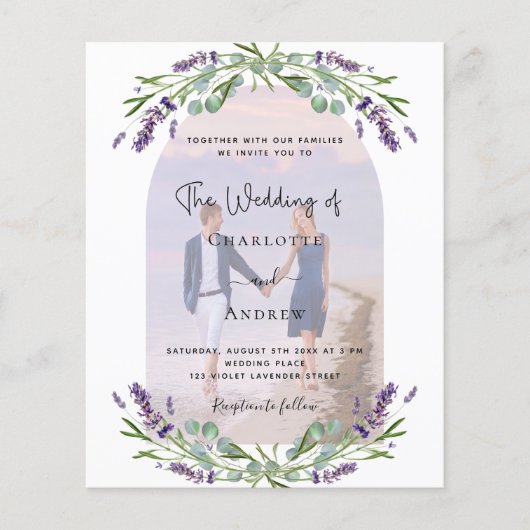 ラベンダーアーチフォト花模様QR RSVPバジェット結婚ズ (正面)