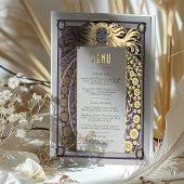 ラベンダーアールヌーボーメニューカードミュシャヴィンテージデコ 箔招待状