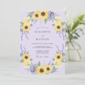 ラベンダーイエローのひまわりが咲き誇るウェディング 招待状 (スタンド正面)