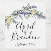 ラベンダーイエローのバラとユーカリ ワインボトルラベル ワインラベル (シングルラベル)