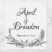 ラベンダーイエローのバラとユーカリ ワインラベル (シングルラベル)