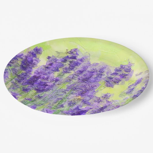 ラベンダーイエローウォーター色フローラ ペーパープレート (アングル)