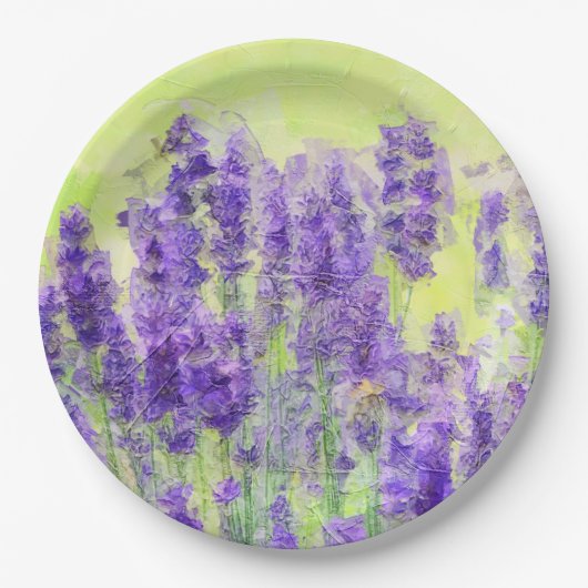 ラベンダーイエローウォーター色フローラ ペーパープレート (正面)