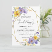 ラベンダーイエローシックフローラ金ゴールドフレ結婚ーム 招待状 (スタンド正面)