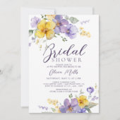 ラベンダーイエローダスティパープルフローラブライダルシャワー 招待状 (正面)