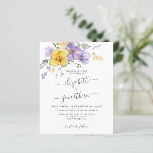 ラベンダーイエローパープルバジェット結婚式招待状 (スタンド正面)