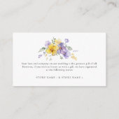 ラベンダーイエローパープルフラワー結婚ズ詳細 エンクロージャーカード (裏面)