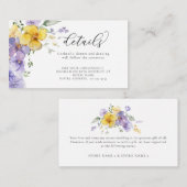 ラベンダーイエローパープルフラワー結婚ズ詳細 エンクロージャーカード (正面/裏面)