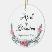 ラベンダーイエローピンクのバラとユーカリ セラミックオーナメント (左)