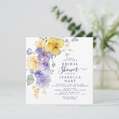 ラベンダーイエローボタニカルフローラブライダルシャワー 招待状 (スタンド正面)