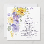 ラベンダーイエローボタニカルフローラブライダルシャワー 招待状 (正面)