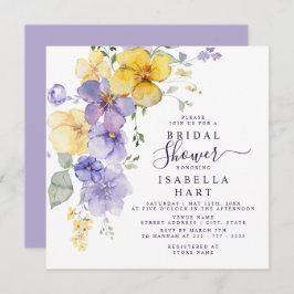 ラベンダーイエローボタニカルフローラブライダルシャワー 招待状