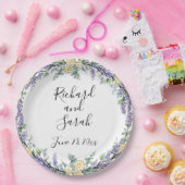 ラベンダーイエローローズとユーカリ  ペーパープレート (パーティー)