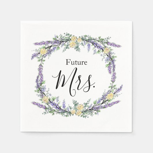 ラベンダーイエローローズアンドユーカリ スタンダードカクテルナプキン (正面)