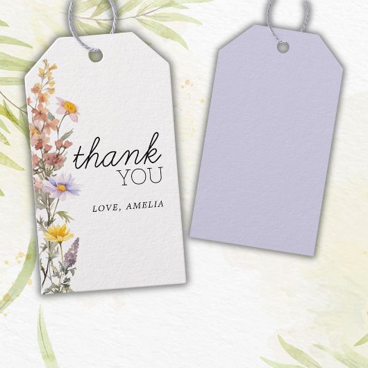 ラベンダーイエローワイルドフラワーベビーエレガントシャワー ギフトタグ