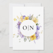 ラベンダーイエロー薄紫フローラモノグラム結婚ズ 招待状 (裏面)