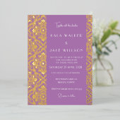 ラベンダーイタリアンラブタイル(レトロ点々のある) 箔招待状 (立ち正面)