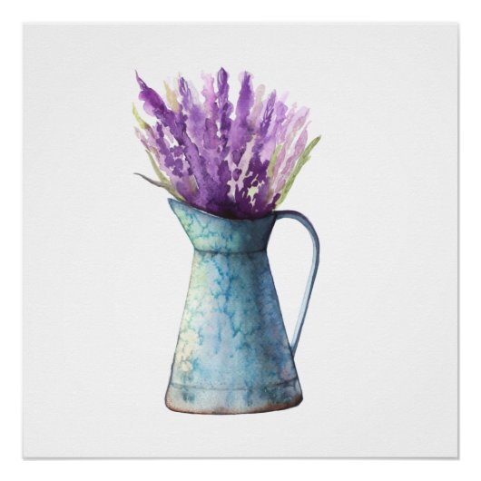 ラベンダーインウォーター缶水彩ポスタープリント ポスター (正面)