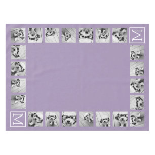 ラベンダーインスタグラムフォトコラージュカスタムモノグラム テーブルクロス
