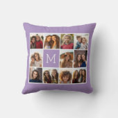 ラベンダーインスタグラム写真コラージュカスタムモノグラム クッション (裏面)