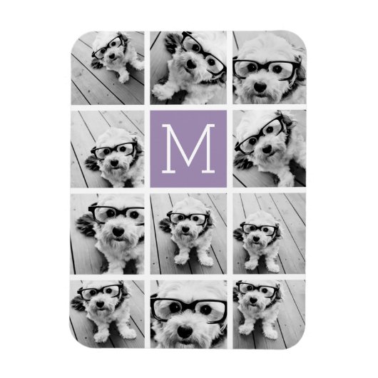 ラベンダーインスタグラム写真コラージュカスタムモノグラム マグネット (縦)