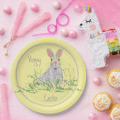 ラベンダーイースターバニーイエロー背景 ペーパープレート (パーティー)