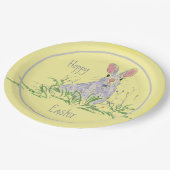 ラベンダーイースターバニーイエロー背景 ペーパープレート (アングル)