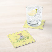 ラベンダーイースターバニーイエロー スクエアペーパーコースター (インサイチュ)