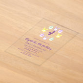 ラベンダーイースター4歳の誕生日 アクリル招待状 (レイダウン)