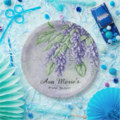 ラベンダーウィステリアフラワーズマーブルブライダルシャワー ペーパープレート (パーティー)