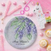 ラベンダーウィステリアフラワーズマーブルブライダルシャワー ペーパープレート (パーティー)