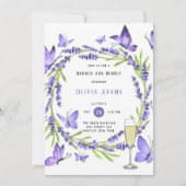 ラベンダーウィステリア&蝶ブランチ&バブリー 招待状 (正面)
