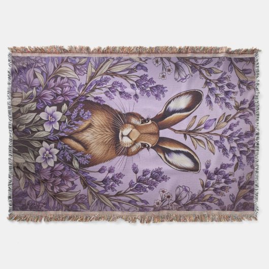 ラベンダーウィリアムモリスと可愛いインスパイアハレ スローブランケット (正面)