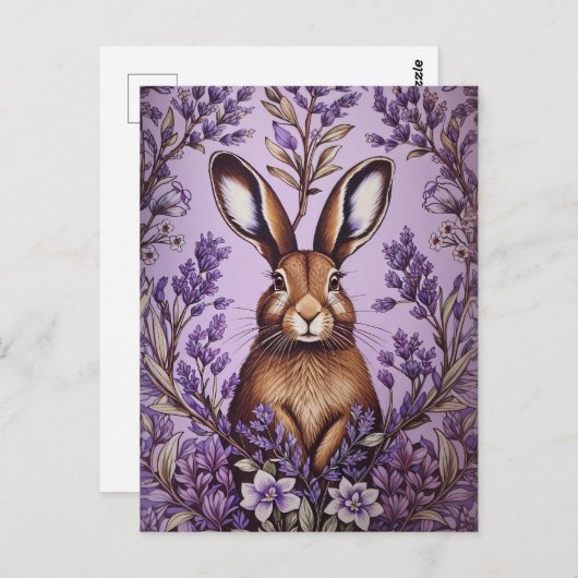 ラベンダーウィリアムモリスと可愛いインスパイアハレ ポストカード (正面/裏面)