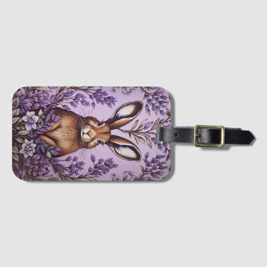 ラベンダーウィリアムモリスと可愛いインスパイアハレ ラゲッジタグ (正面横)